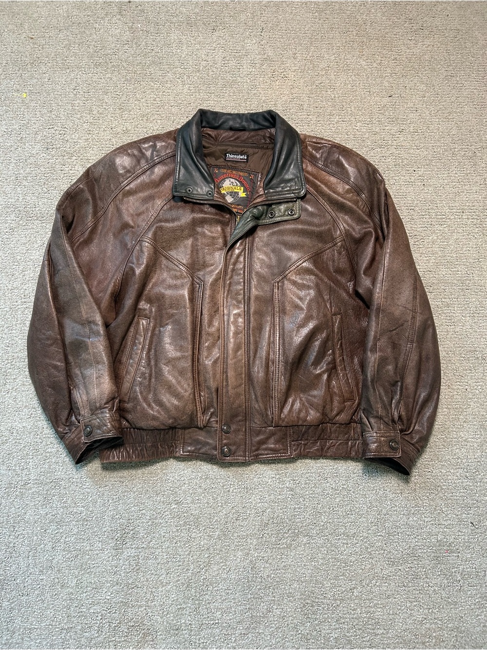 Vtg Wilsons Adventure Bound XL Distressed Leather Bomber Aviator Flight Jacket
